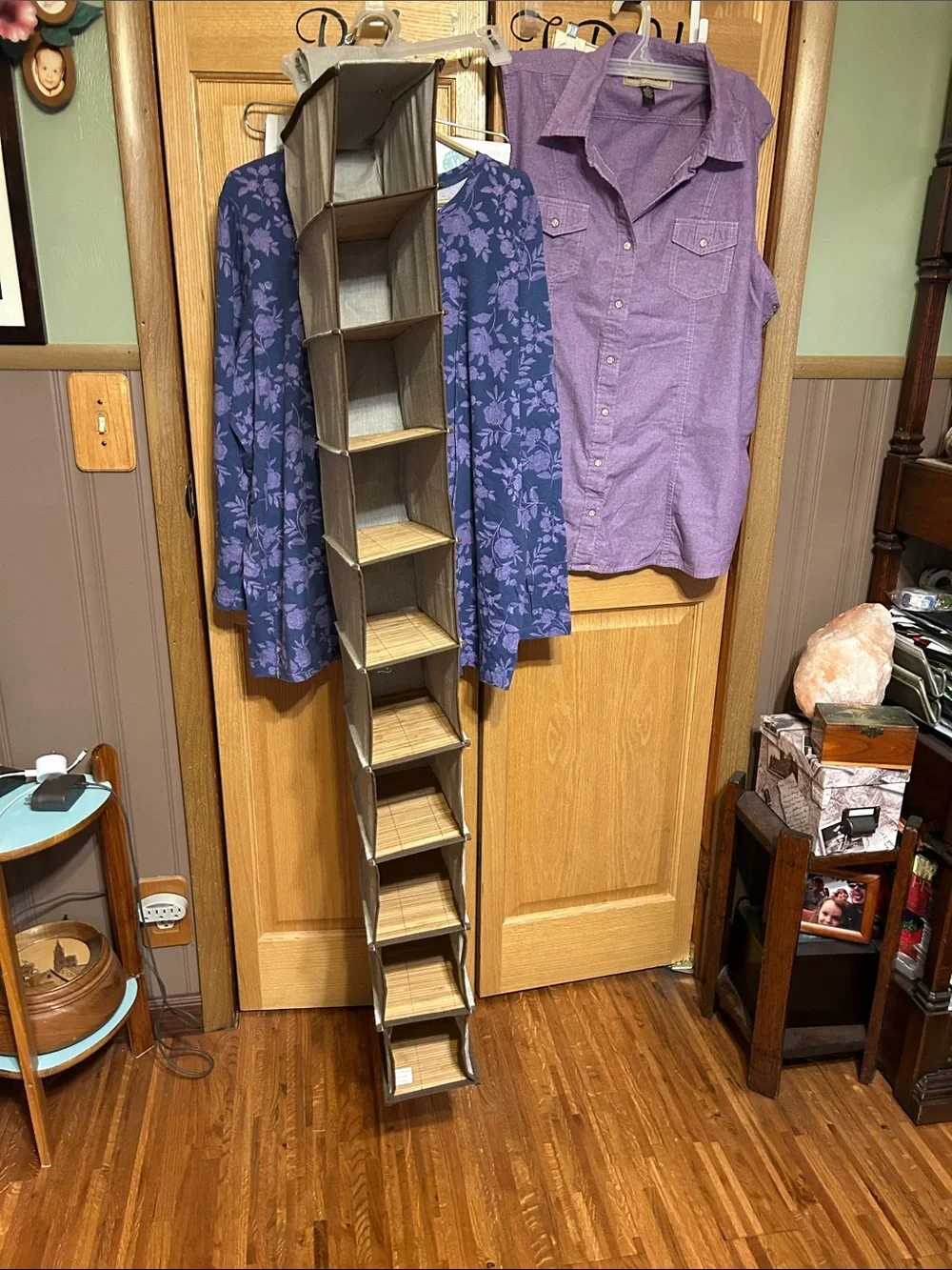 Hanging Closet Organizer - Gray Fabric 10-Shelf Storage